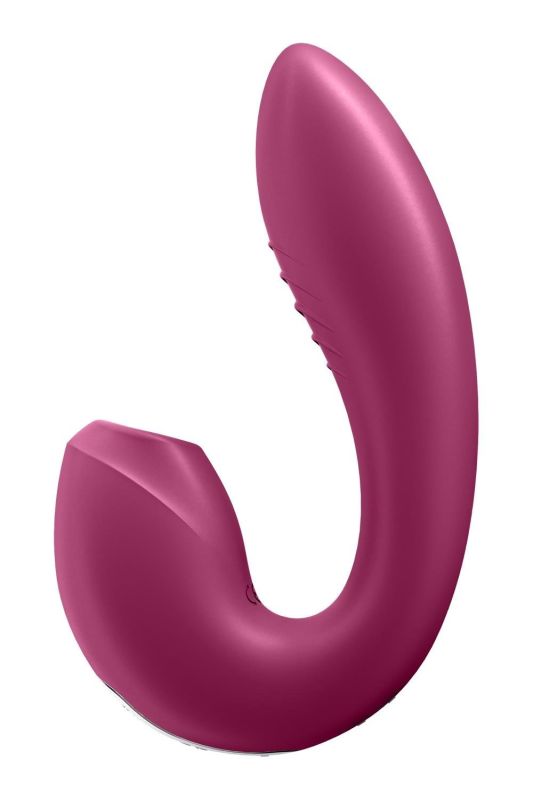 Подвійний смарт вібратор із вакуумною стимуляцією Satisfyer Sunray Connect App Berry бордовий вид 4