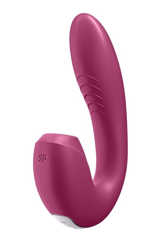 Подвійний смарт вібратор із вакуумною стимуляцією Satisfyer Sunray Connect App Berry бордовий вид 3
