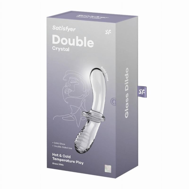 Подвійний скляний фалоімітатор Satisfyer Double Crystal Transparent прозорий вид 6