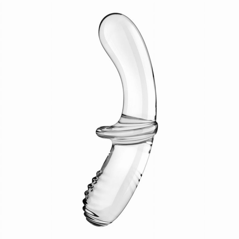 Подвійний скляний фалоімітатор Satisfyer Double Crystal Transparent прозорий вид 3