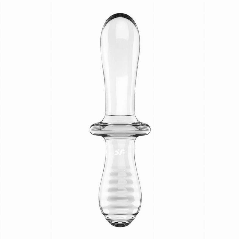 Подвійний скляний фалоімітатор Satisfyer Double Crystal Transparent прозорий вид 5