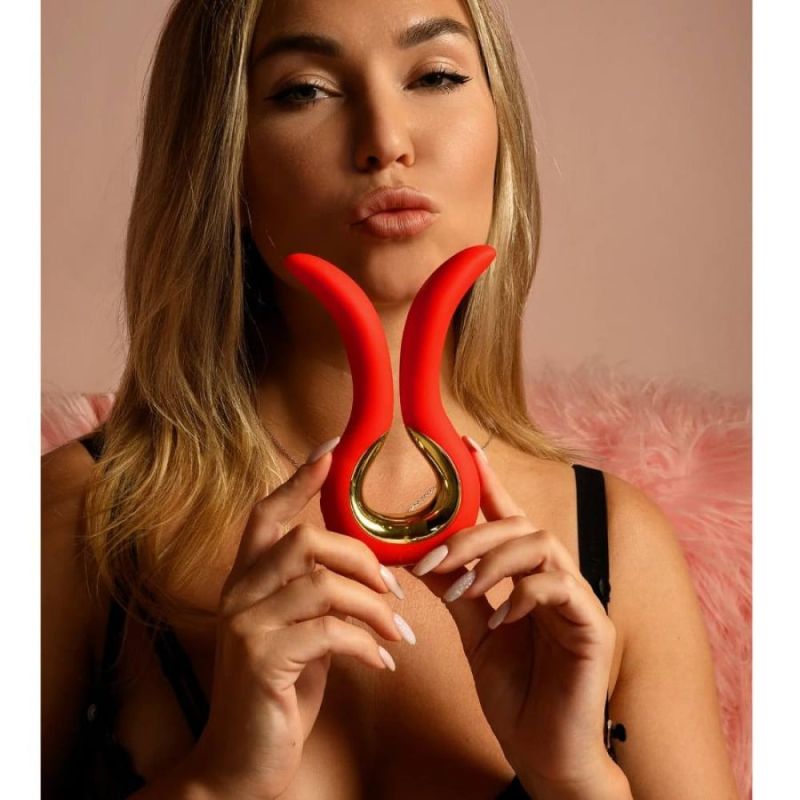 Подвійний універсальний вібратор Gvibe MAXI, червоний вид 6