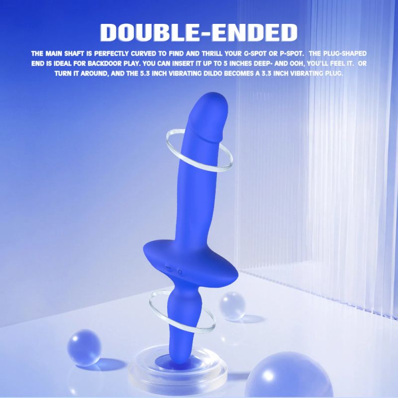 Двойной вибратор с анальным стоппером Chisa Kissen Ritter синий вид 8