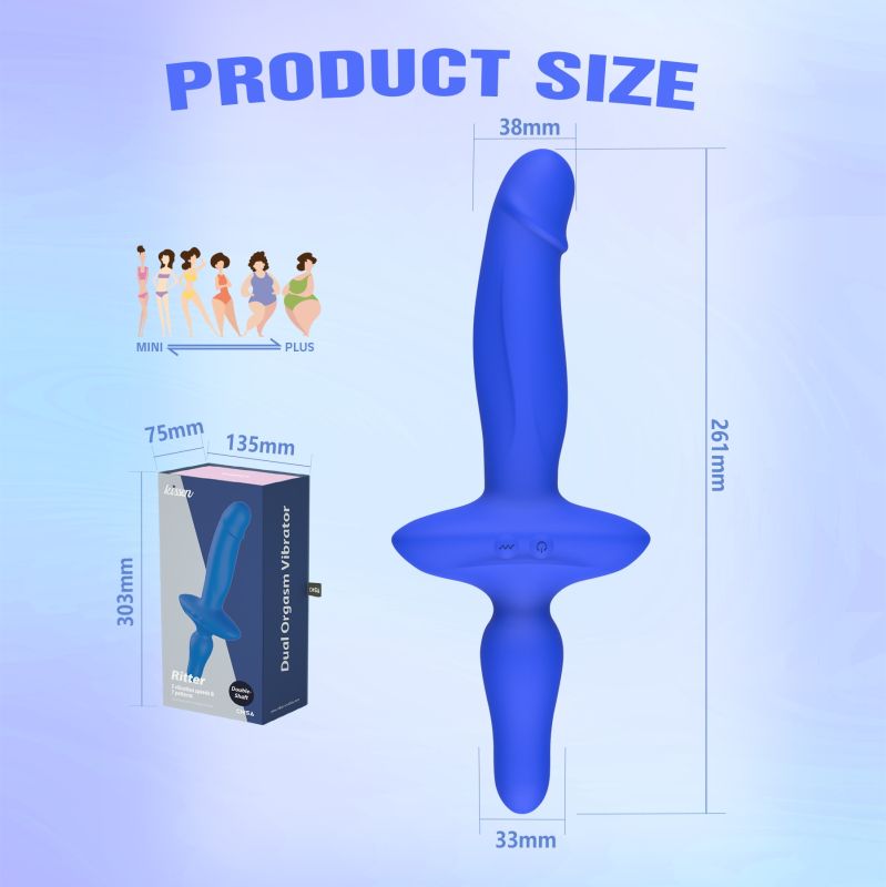 Двойной вибратор с анальным стоппером Chisa Kissen Ritter синий вид 10