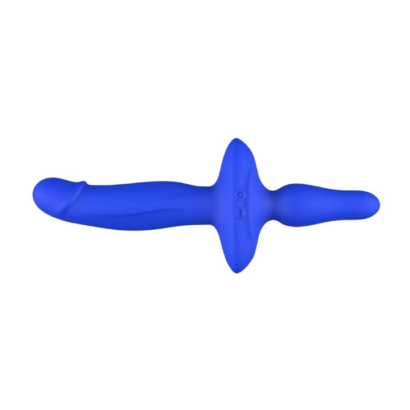 Двойной вибратор с анальным стоппером Chisa Kissen Ritter синий вид 6