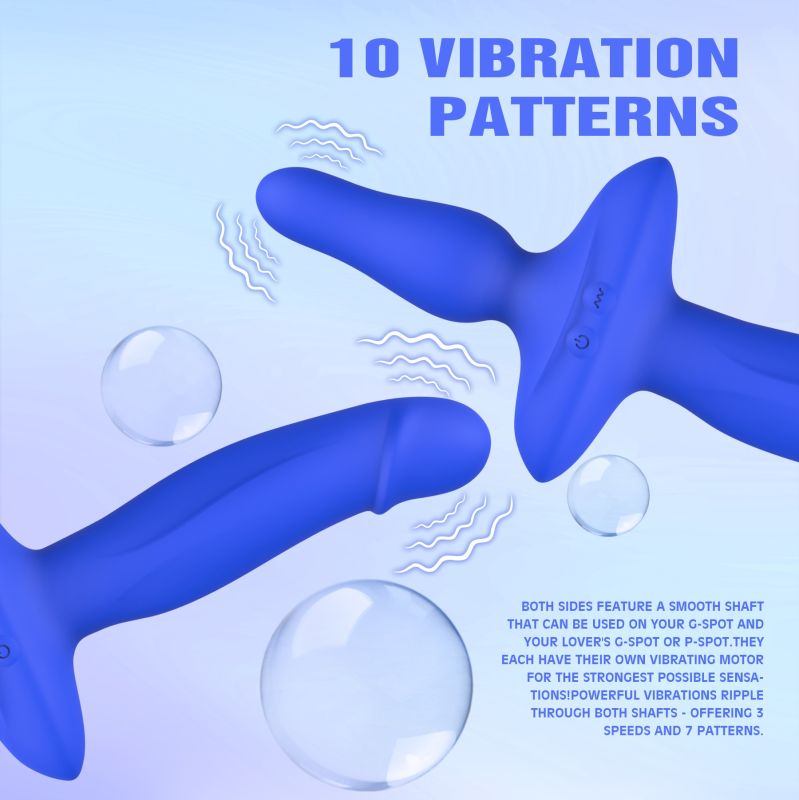 Двойной вибратор с анальным стоппером Chisa Kissen Ritter синий вид 9