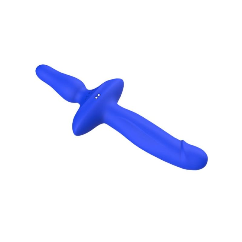 Двойной вибратор с анальным стоппером Chisa Kissen Ritter синий вид 5