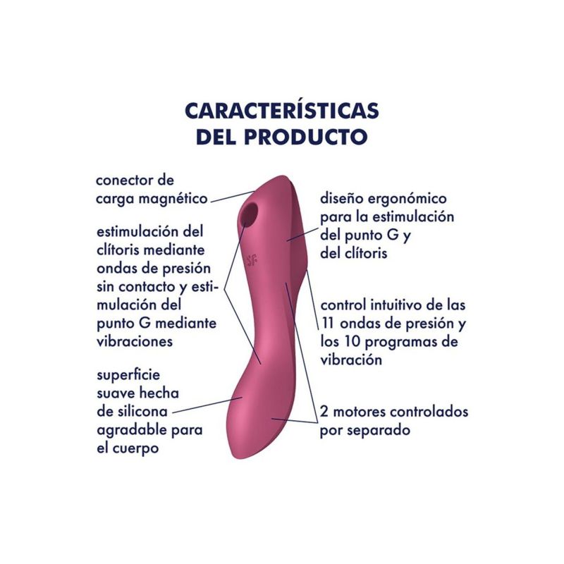 Подвійний вібратор із вакуумною стимуляцією Satisfyer Curvy Trinity 3, рожевий вид 8