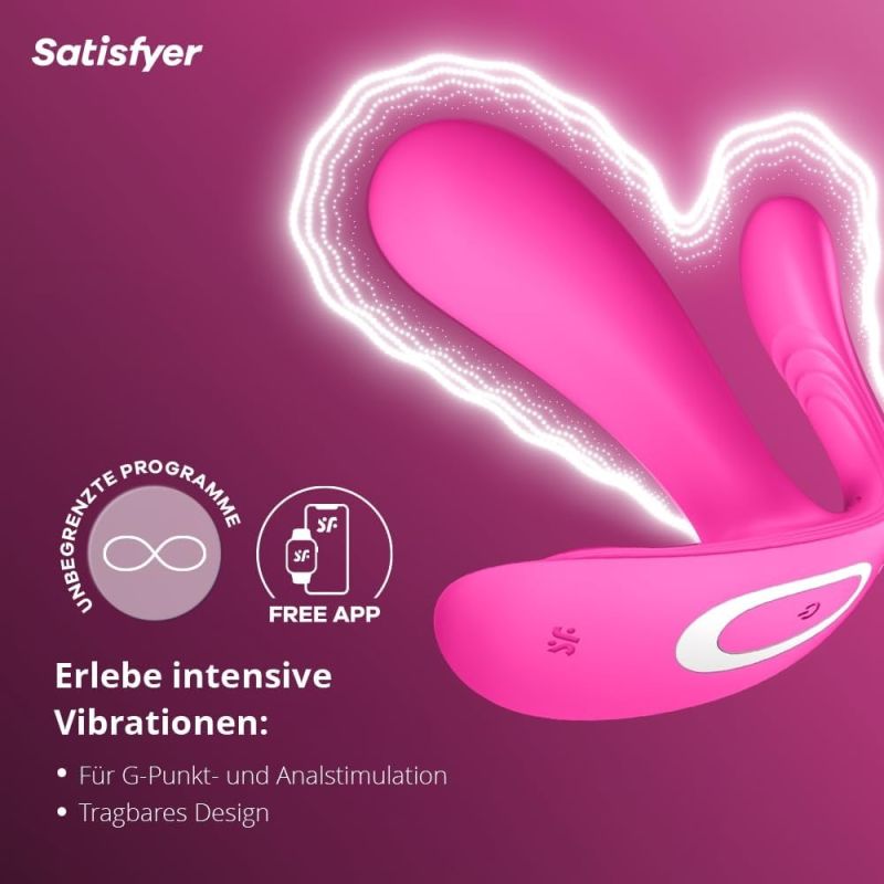 Подвійний вібратор Satisfyer Top Secret+ із додатком, рожевий вид 5