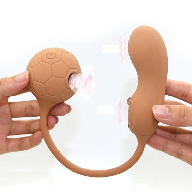 Подвійний вібратор у вигляді м'яча з вакуумом та для точки G, Sweet Em 0036F, коричневий вид 4