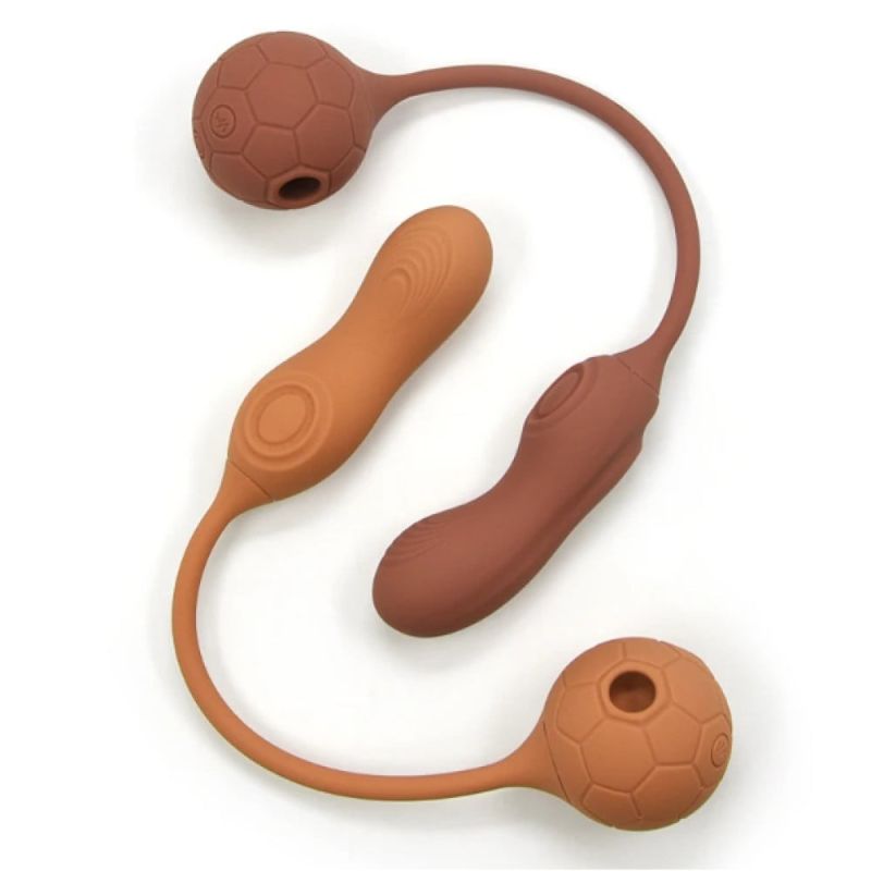 Подвійний вібратор у вигляді м'яча з вакуумом та для точки G, Sweet Em 0036F, коричневий вид 3
