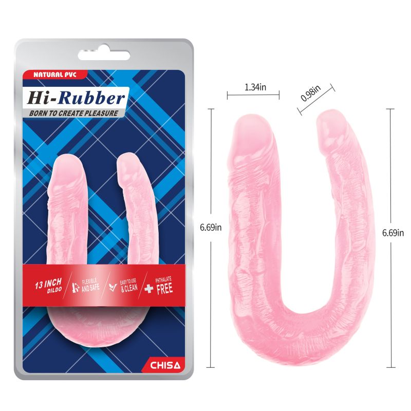 Фаллоимитатор двойной Chisa Hi-Rubber 13 Inch Dildo, розовый вид 7