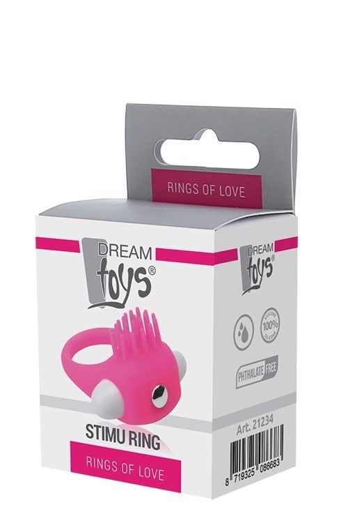 Ерекційне вібраційне кільце з вусиками Dream Toys Rings of Love рожеве вид 2