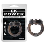 Эрекционное кольцо Chisa GK Power Dual Enhancement Ring с рельефной поверхностью, черное