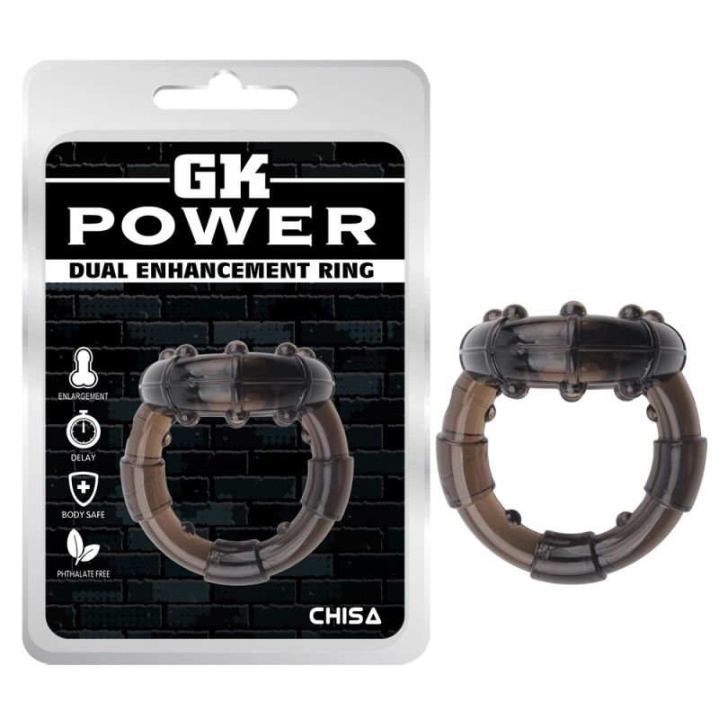 Ерекційне кільце Chisa GK Power Dual Enhancement Ring з рельєфною поверхнею, чорне вид 2