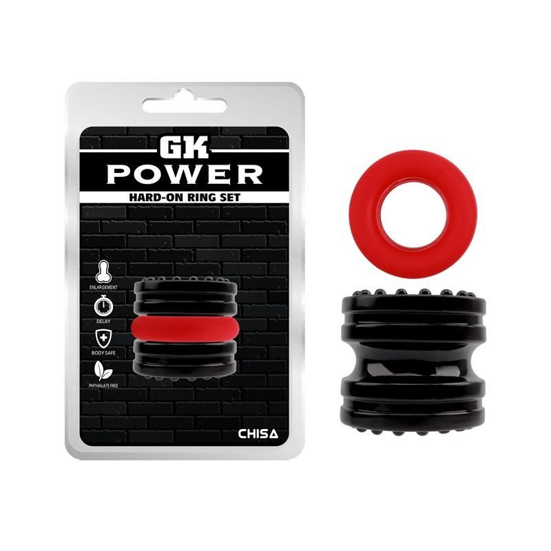 Набор эрекционных колец Chisa GK Power Hard-On Ring Set, черное/красное вид 2
