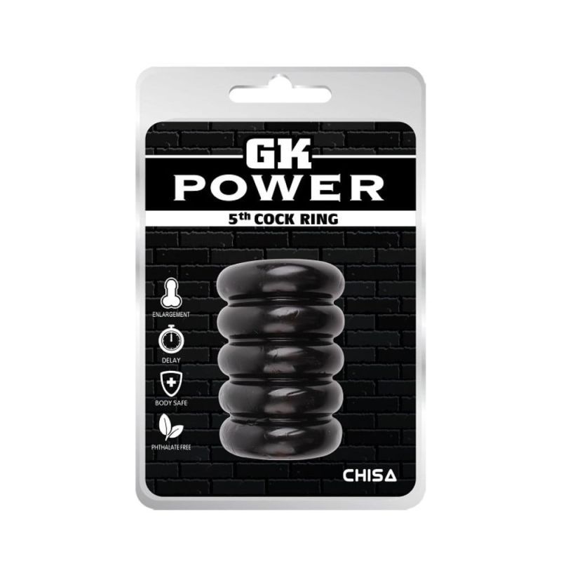 Ерекційне кільце багатоярусне Chisa GK Power, з рельєфом, чорний вид 4