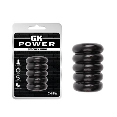 Эрекционное кольцо многоярусное Chisa GK Power, с рельефом, черный