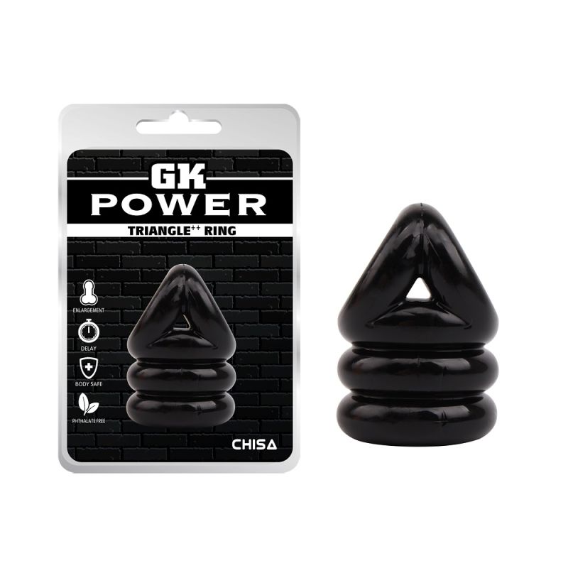 Ерекційне кільце Chisa GK Power Triangle++ Ring з утяжкою на мошонку, чорне вид 2