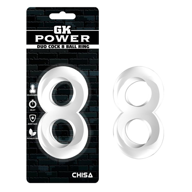 Ерекційне кільце подвійне Chisa GK Power Nust Bolts, прозорий вид 2