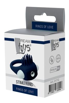 Эрекционное кольцо Dream Toys Rings of Love с усиками, синего цвета