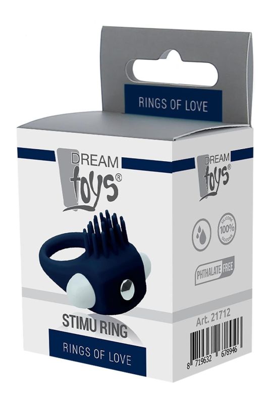 Эрекционное кольцо Dream Toys Rings of Love с усиками, синего цвета вид 2