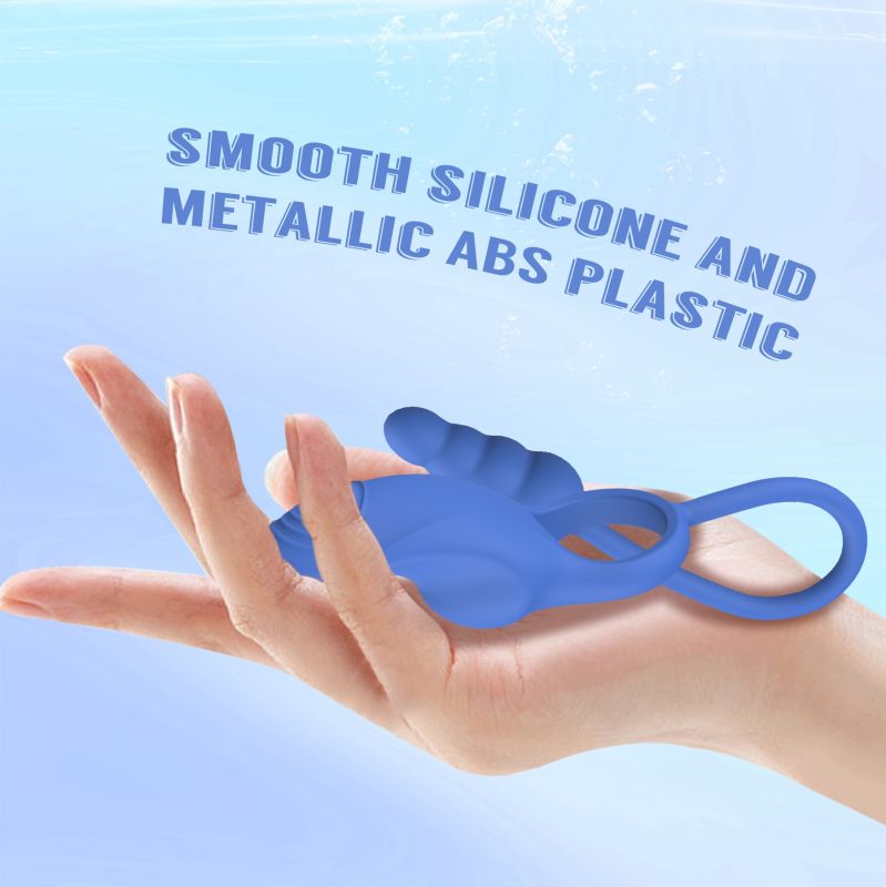 Эрекционное кольцо с анальным плагом Chisa Kissen Dally вибрирующее, синее вид 12