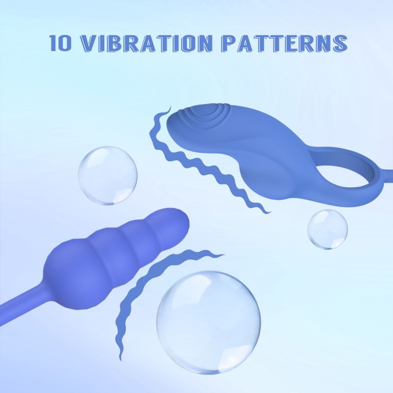 Эрекционное кольцо с анальным плагом Chisa Kissen Dally вибрирующее, синее вид 6