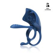 Эрекционное кольцо BeYourLover Barzillai с вибрацией и стимуляцией клитора, синее