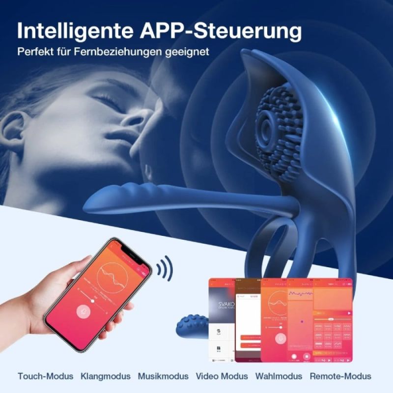 Ерекційне кільце BeYourLover Barzillai з вібрацією та стимуляцією клітора, синє вид 5