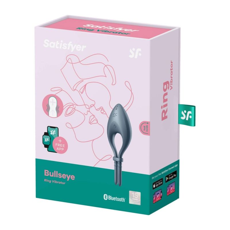 Ерекційне смарт кільце з вібрацією Satisfyer Bullseye Connect App, сірий вид 7