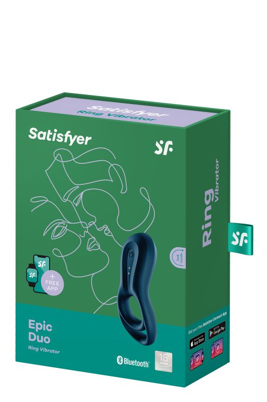 Ерекційне смарт кільце з вібрацією Satisfyer Epic Duo синє вид 7