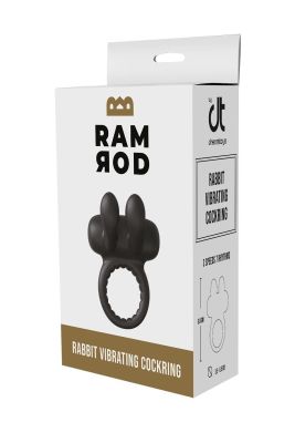 Эрекционное виброкольцо Dreamtoys Ramrod Rabbit с ушками для клитора, черное