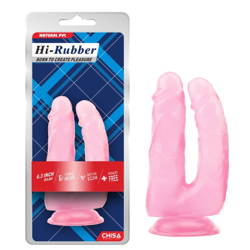 Фалоімітатор для подвійного проникнення Chisa Hi-Rubber, рожевий вид 2