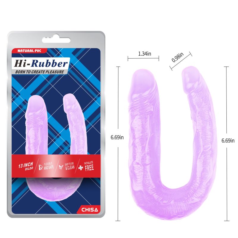 Фалоімітатор подвійний Chisa Hi-Rubber 13 Inch Dildo, фіолетовий вид 6