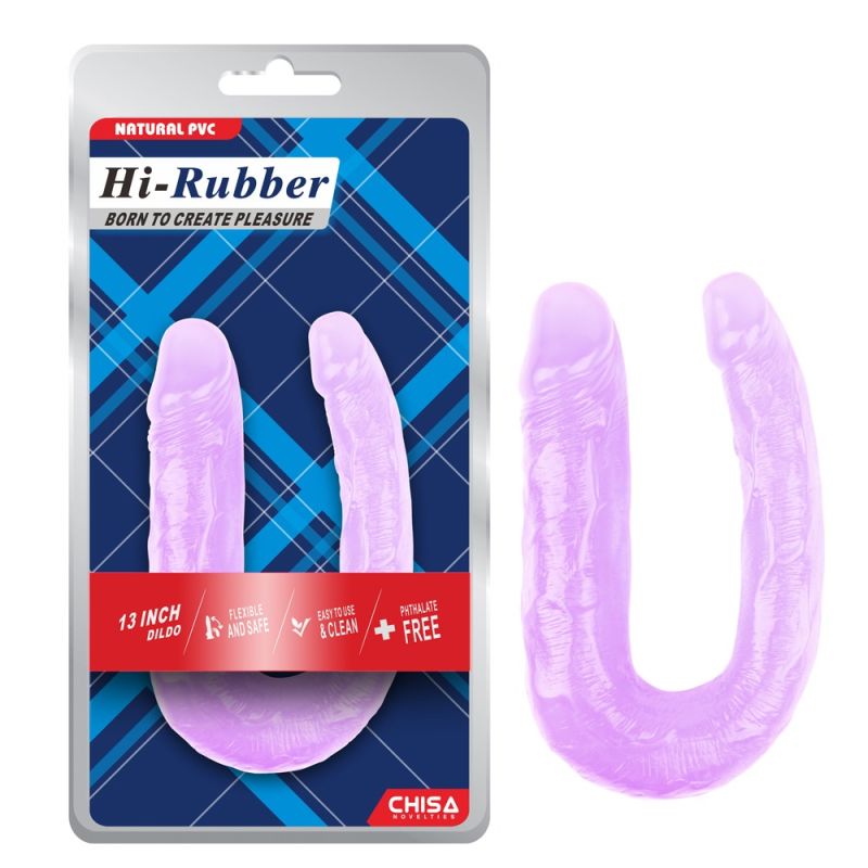 Фалоімітатор подвійний Chisa Hi-Rubber 13 Inch Dildo, фіолетовий вид 2