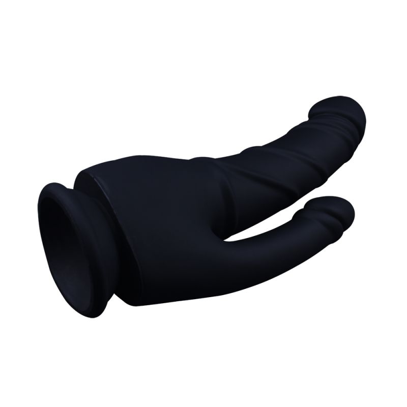 Двойной фаллоимитатор на присоске Chisa Naked Legend Stripper 8.5, черный вид 6