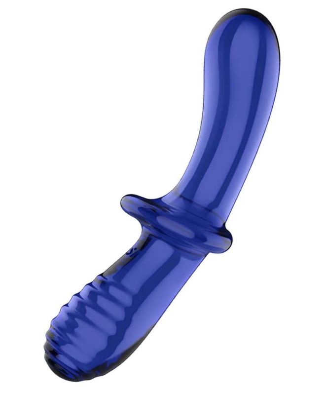Фалоімітатор подвійний зі скла Satisfyer Double Crystal, синій вид 2