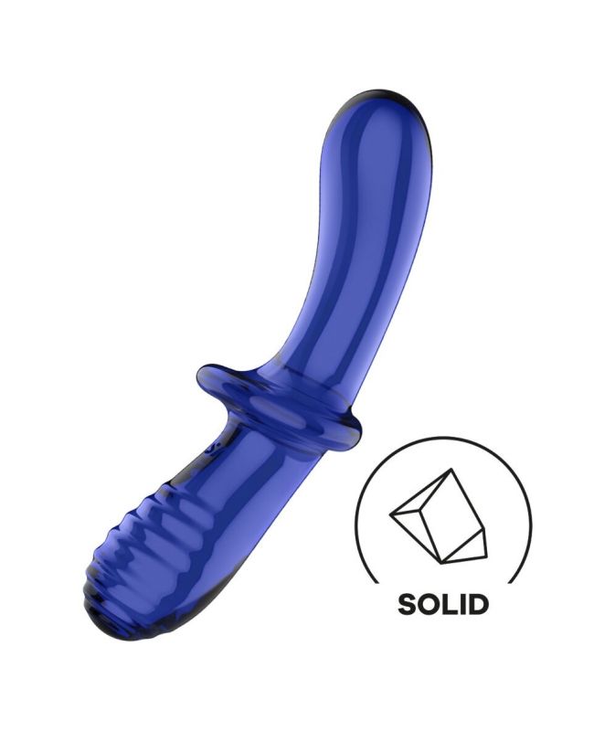 Фалоімітатор подвійний зі скла Satisfyer Double Crystal, синій вид 5