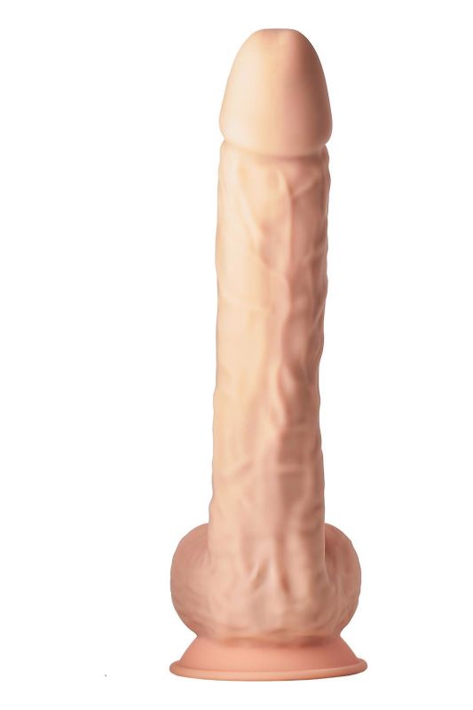 Фаллоимитатор гигантский реалистичный Dreamtoys Real Love на присоске с мошонкой, бежевый вид 5