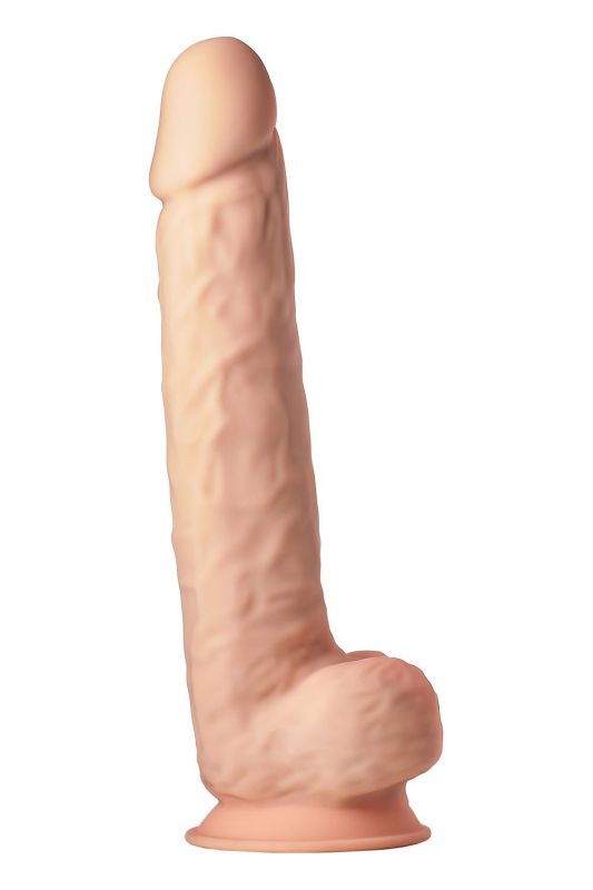 Фаллоимитатор гигантский реалистичный Dreamtoys Real Love на присоске с мошонкой, бежевый вид 3