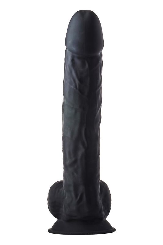 Фаллоимитатор гигантский реалистичный Dreamtoys Real Love на присоске с мошонкой, черный вид 5