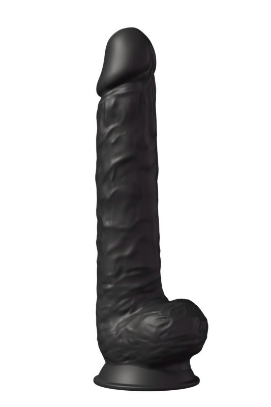 Фаллоимитатор гигантский реалистичный Dreamtoys Real Love на присоске с мошонкой, черный вид 2