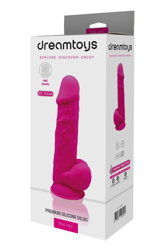 Фаллоимитатор реалистичный Dreamtoys Real Love на присоске с мошонкой, розовый вид 5