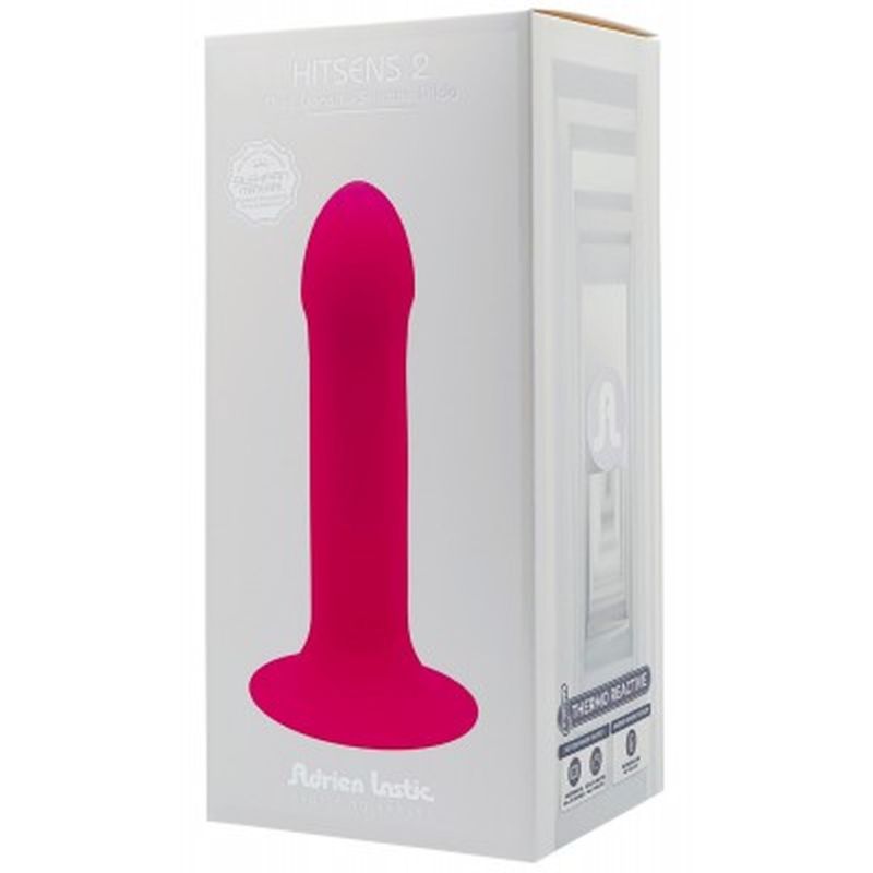 Фалоімітатор термореактивний Adrien Lastic Hitsens 2 подвійний щільності, на присосці, рожевий вид 6