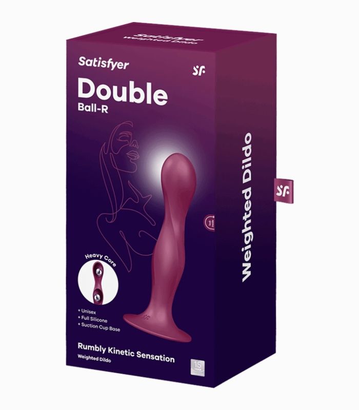Фалоімітатор вагінально-анальний з обтяженими кульками Satisfyer Double Ball-R, бордовий вид 5