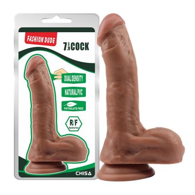 Фаллоимитатор мулат Chisa Fashion Dude 7.9 Cock с мошонкой на присоске