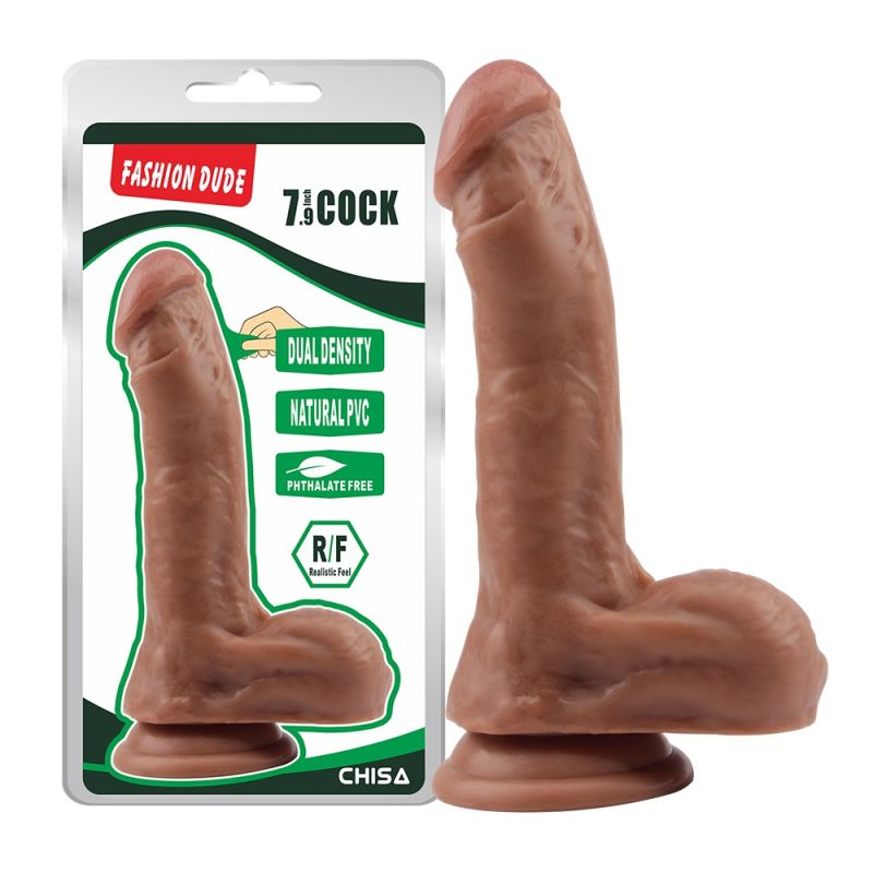 Фалоімітатор мулат Chisa Fashion Dude 7.9 Cock з мошонкою на присосці вид 2