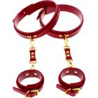 Фіксатори на стегна з наручниками та карабінами Taboom, червоні, із золотистою фурнітурою вид 4