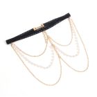 Гартер на ніжку Star Night з підвісками із золотистих ланцюжків та ряду перлин, One Size вид 3